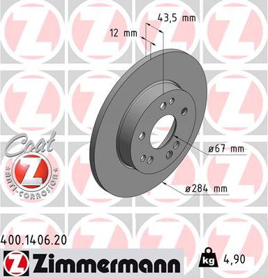 Zimmermann 400.1406.20 - Brake Disc www.parts5.com