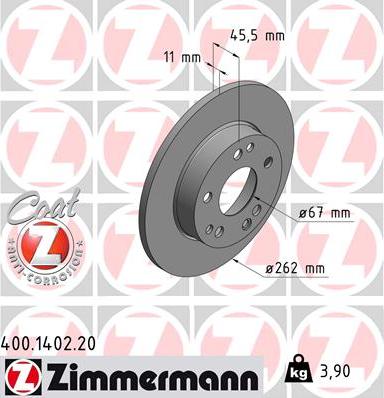 Zimmermann 400.1402.20 - Brake Disc www.parts5.com