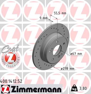 Zimmermann 400.1412.52 - Brake Disc www.parts5.com