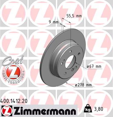 Zimmermann 400.1412.20 - Brake Disc www.parts5.com