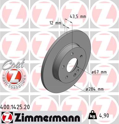 Zimmermann 400.1425.20 - Brake Disc www.parts5.com