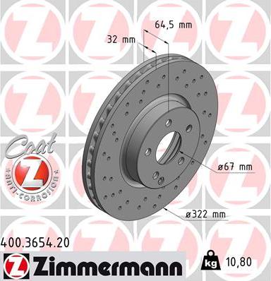 Zimmermann 400.3654.20 - Brake Disc www.parts5.com