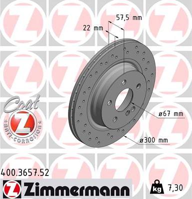 Zimmermann 400.3657.52 - Brake Disc www.parts5.com