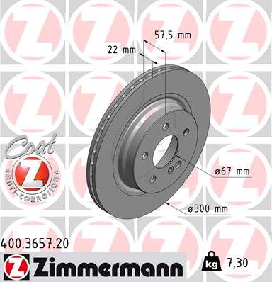 Zimmermann 400.3657.20 - Brake Disc www.parts5.com
