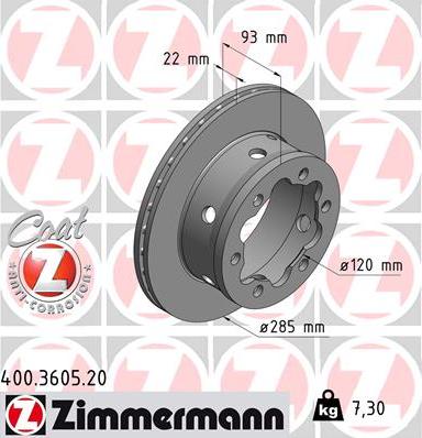 Zimmermann 400.3605.20 - Brake Disc www.parts5.com