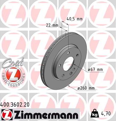 Zimmermann 400.3602.20 - Brake Disc www.parts5.com