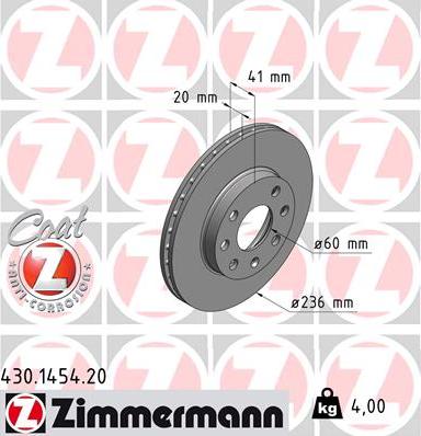 Zimmermann 430.1454.20 - Brake Disc www.parts5.com