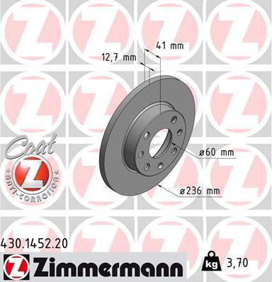 Zimmermann 430.1452.20 - Brake Disc www.parts5.com