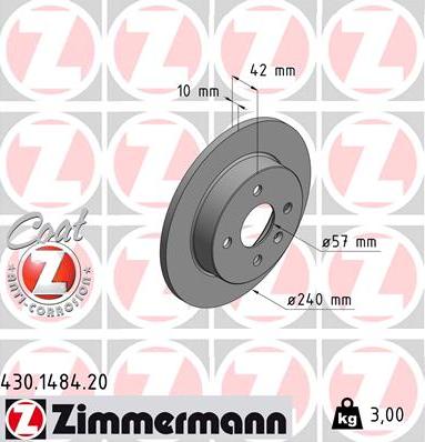 Zimmermann 430.1484.20 - Brake Disc www.parts5.com