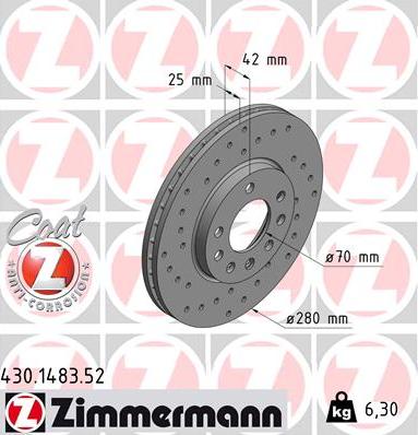 Zimmermann 430.1483.52 - Brake Disc www.parts5.com