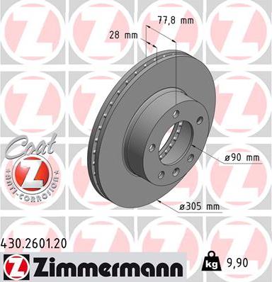 Zimmermann 430.2601.20 - Brake Disc www.parts5.com