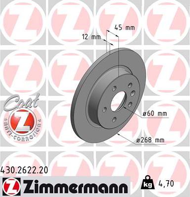 Zimmermann 430.2622.20 - Brake Disc www.parts5.com