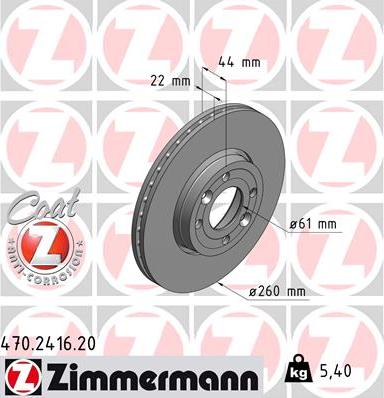 Zimmermann 470.2416.20 - Brake Disc www.parts5.com