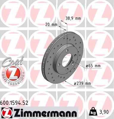Zimmermann 600.1594.52 - Brake Disc www.parts5.com