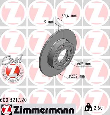 Zimmermann 600.3217.20 - Brake Disc www.parts5.com