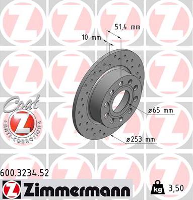 Zimmermann 600.3234.52 - Brake Disc www.parts5.com
