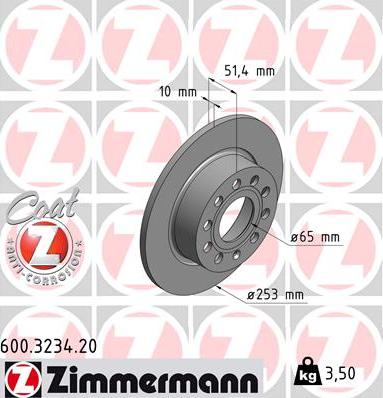 Zimmermann 600.3234.20 - Brake Disc www.parts5.com