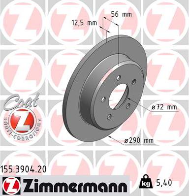 Zimmermann 155.3904.20 - Brake Disc www.parts5.com