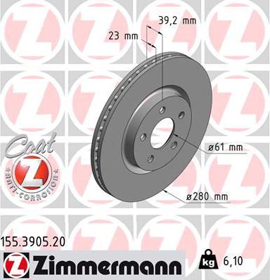 Zimmermann 155.3905.20 - Brake Disc www.parts5.com