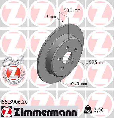 Zimmermann 155.3906.20 - Brake Disc www.parts5.com