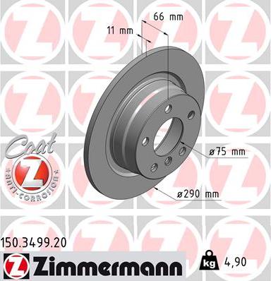 Zimmermann 150.3499.20 - Brake Disc www.parts5.com