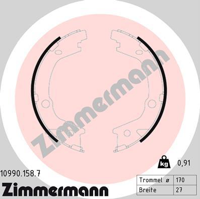 Zimmermann 10990.158.7 - Brake Shoe Set, parking brake www.parts5.com