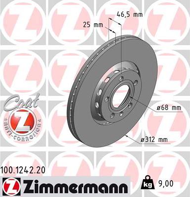 Zimmermann 100.1242.20 - Brake Disc www.parts5.com