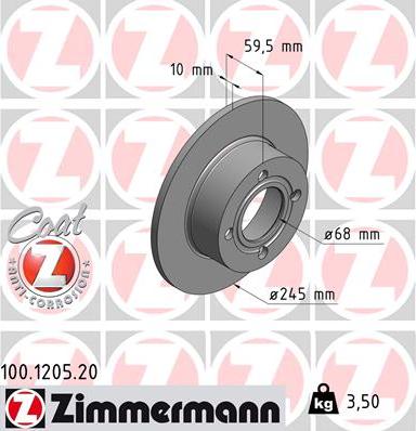 Zimmermann 100.1205.20 - Brake Disc www.parts5.com
