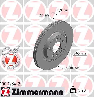 Zimmermann 100.1234.20 - Brake Disc www.parts5.com