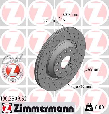 Zimmermann 100.3309.52 - Brake Disc www.parts5.com