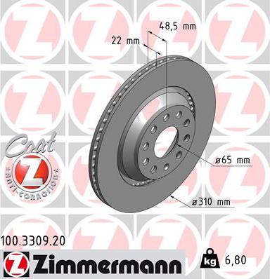 Zimmermann 100.3309.20 - Brake Disc www.parts5.com