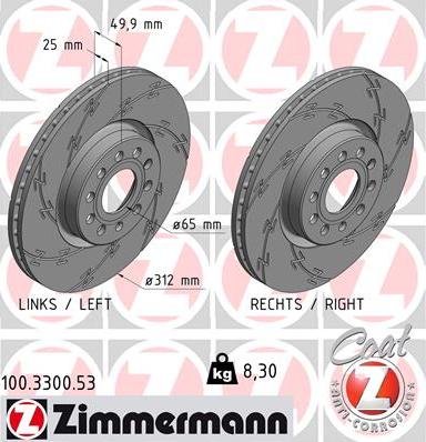 Zimmermann 100.3300.53 - Brake Disc www.parts5.com
