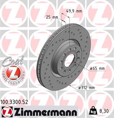 Zimmermann 100.3300.52 - Brake Disc www.parts5.com