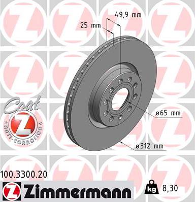 Zimmermann 100.3300.20 - Brake Disc www.parts5.com