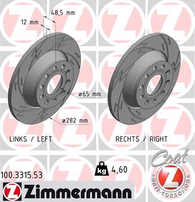 Zimmermann 100.3315.53 - Brake Disc www.parts5.com