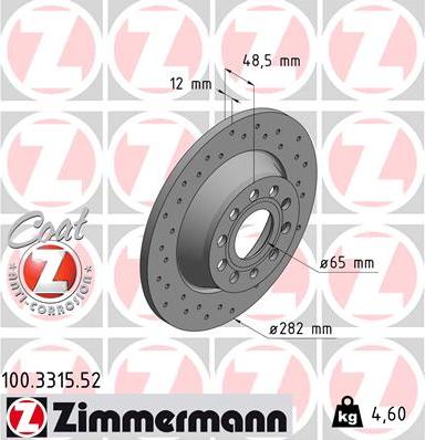 Zimmermann 100.3315.52 - Brake Disc www.parts5.com