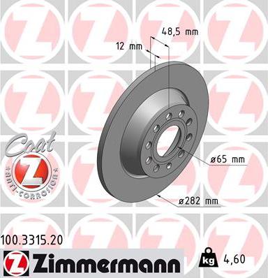 Zimmermann 100.3315.20 - Brake Disc www.parts5.com