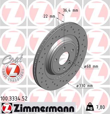 Zimmermann 100.3334.52 - Brake Disc www.parts5.com