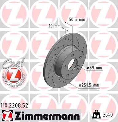 Zimmermann 110.2208.52 - Brake Disc www.parts5.com