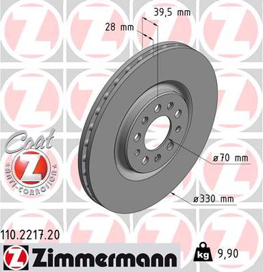 Zimmermann 110.2217.20 - Brake Disc www.parts5.com