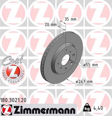 Zimmermann 180.3021.20 - Brake Disc www.parts5.com