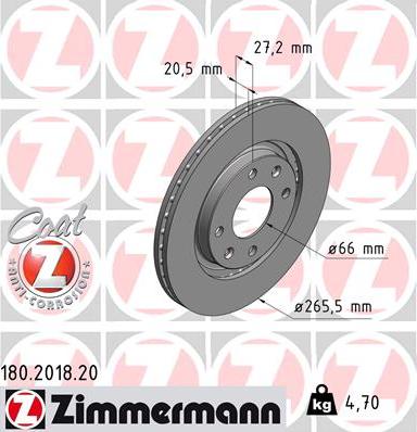Zimmermann 180.2018.20 - Brake Disc www.parts5.com
