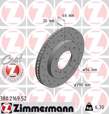 Zimmermann 380.2169.52 - Brake Disc www.parts5.com