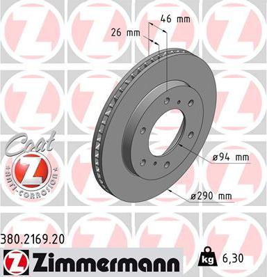 Zimmermann 380.2169.20 - Brake Disc www.parts5.com