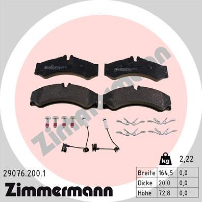 Zimmermann 29076.200.1 - Brake Pad Set, disc brake www.parts5.com