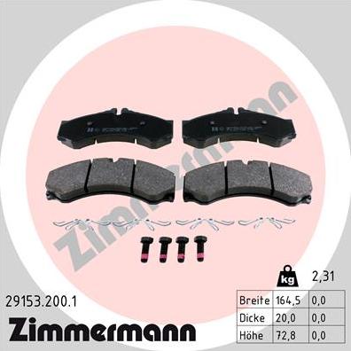 Zimmermann 29153.200.1 - Brake Pad Set, disc brake www.parts5.com