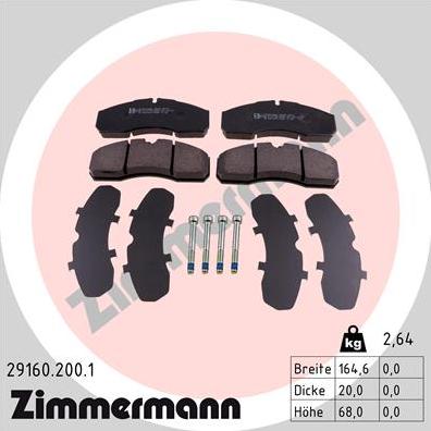 Zimmermann 29160.200.1 - Brake Pad Set, disc brake www.parts5.com
