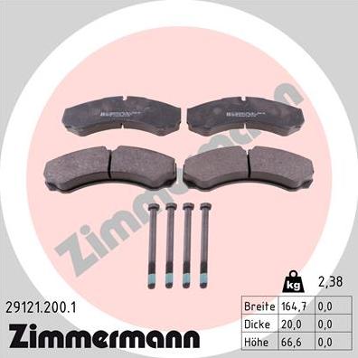 Zimmermann 29121.200.1 - Brake Pad Set, disc brake www.parts5.com