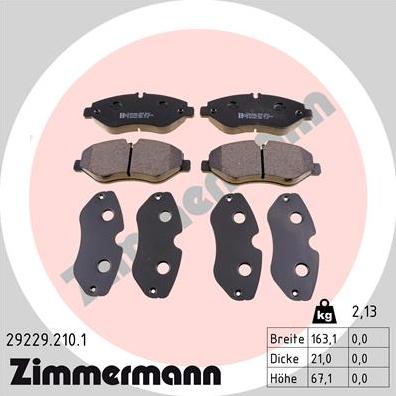 Zimmermann 29229.210.1 - Brake Pad Set, disc brake www.parts5.com