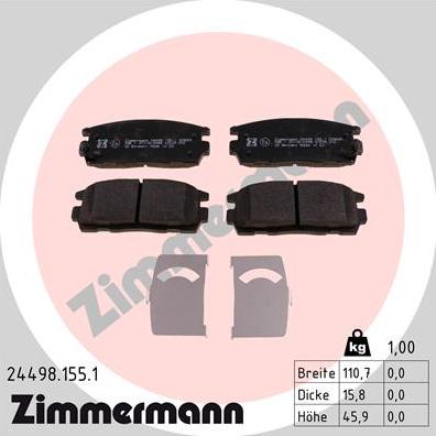Zimmermann 24498.155.1 - Brake Pad Set, disc brake www.parts5.com
